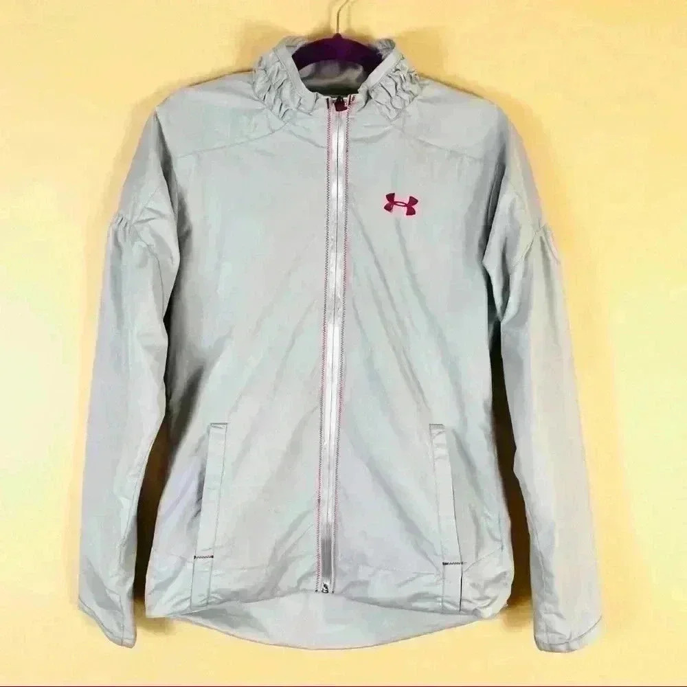 Under Armour Gray/Pink All Weather Water Resistant Windbreaker‎ Jacket Size M